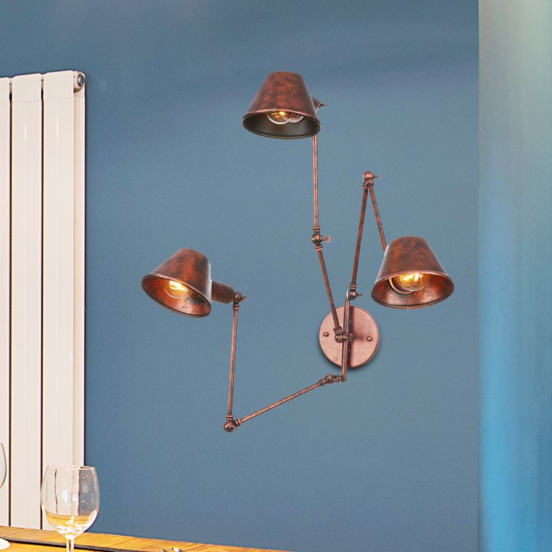 Epoch vintage justerbar vägglampa i metall, svart/rost, sovrum
