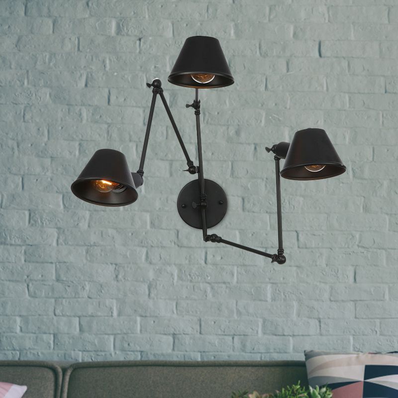 Epoch vintage justerbar vägglampa i metall, svart/rost, sovrum