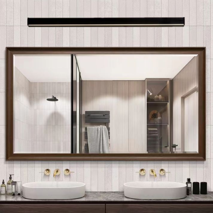 Arisha Minimalist Black Bar Mirror Front Vanity Wall Lamp, Metal/