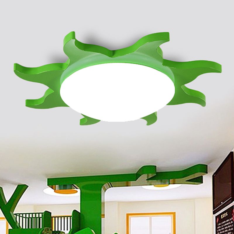 Aria moderne rund sol-flushloftslampe, rød/gul/blå/grøn, soveværelse