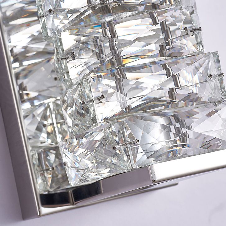 Kristy modern rektangulär LED-vägglampa i metall och kristall för sminkbord