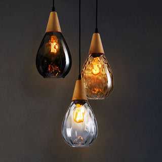 Avi Design Droppe Glas Trä LED Pendellampa Matbord Vardagsrum Köksö