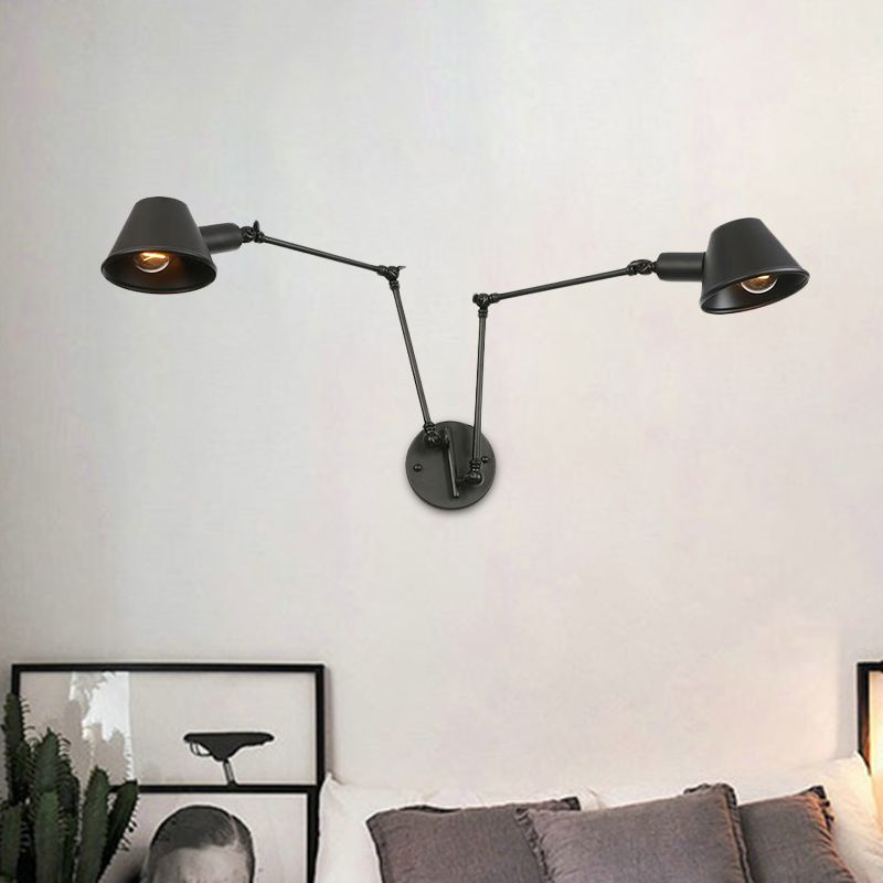 Epoch vintage justerbar vägglampa i metall, svart/rost, sovrum