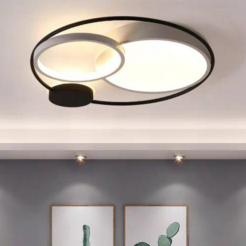 Arisha nútímalegt hringlaga LED-loftljós, svart og hvítt