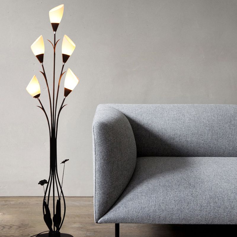Bella Flower Branching Black Floor Lamp, Living Room