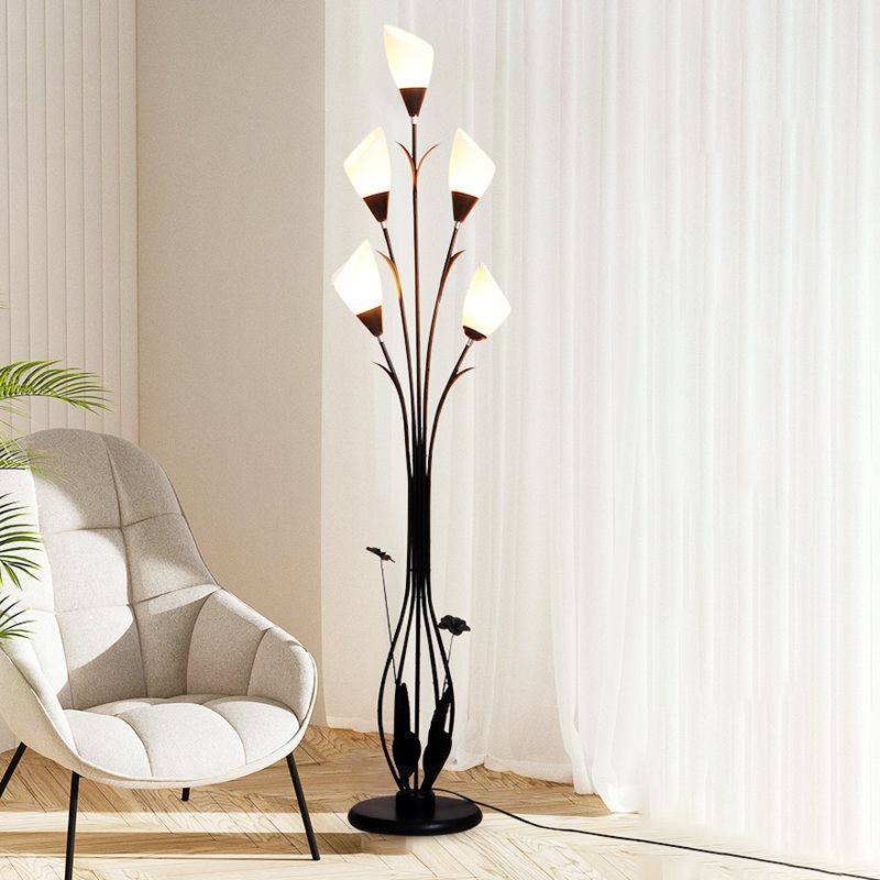 Bella Flower Branching Black Floor Lamp, Living Room