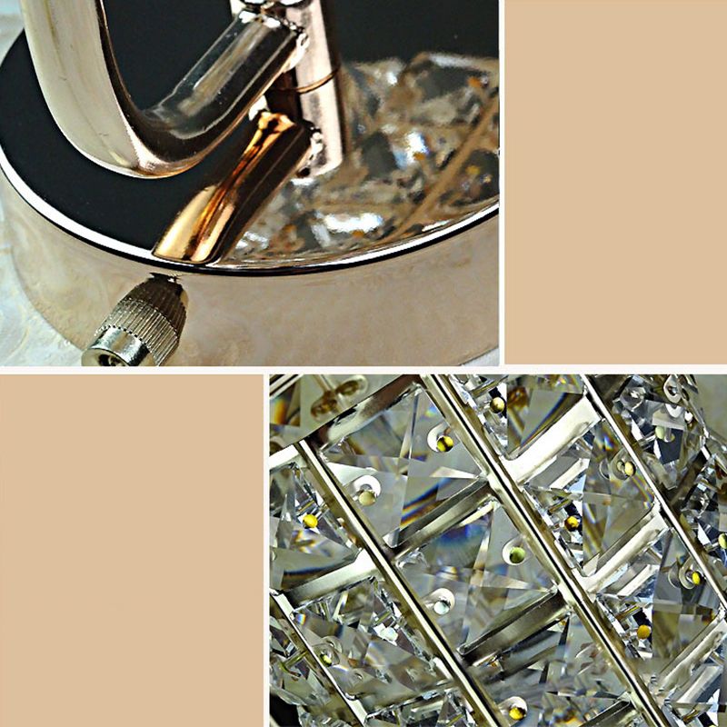 Kristy vintage-tyylinen sylinterimäinen metallinen yöpöydän seinävalaisin, kulta/kromi