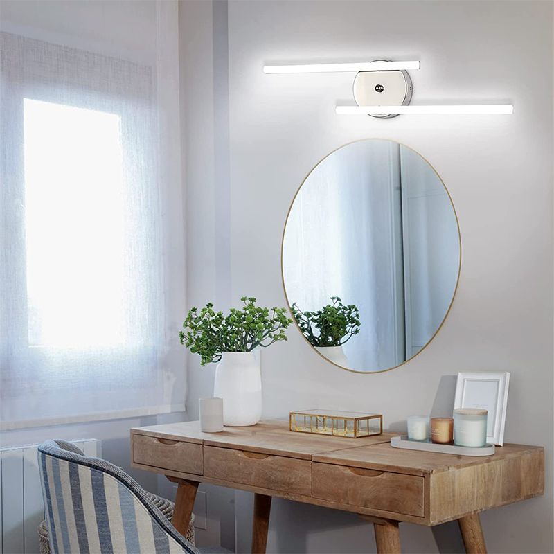 Arisha modern dubbellinjär LED-vägglampa för sminkspegel, svart/silver