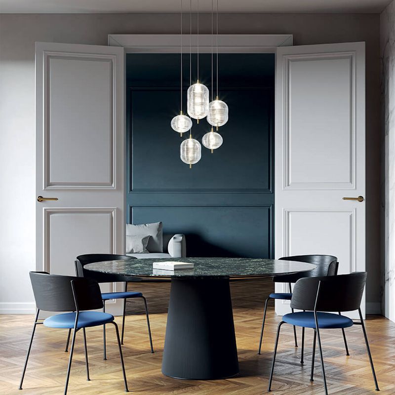 Valentina modern designad art déco-pendellampa, svart/guld