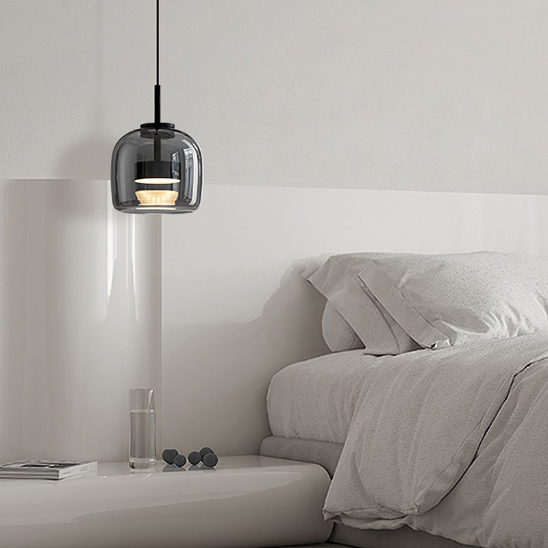 June Minimalist Pendant Light Glass Smoke Gray