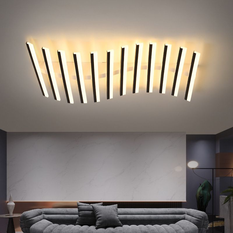 Arisha modern linjär plafondlampa med vågform, svart, vardagsrum