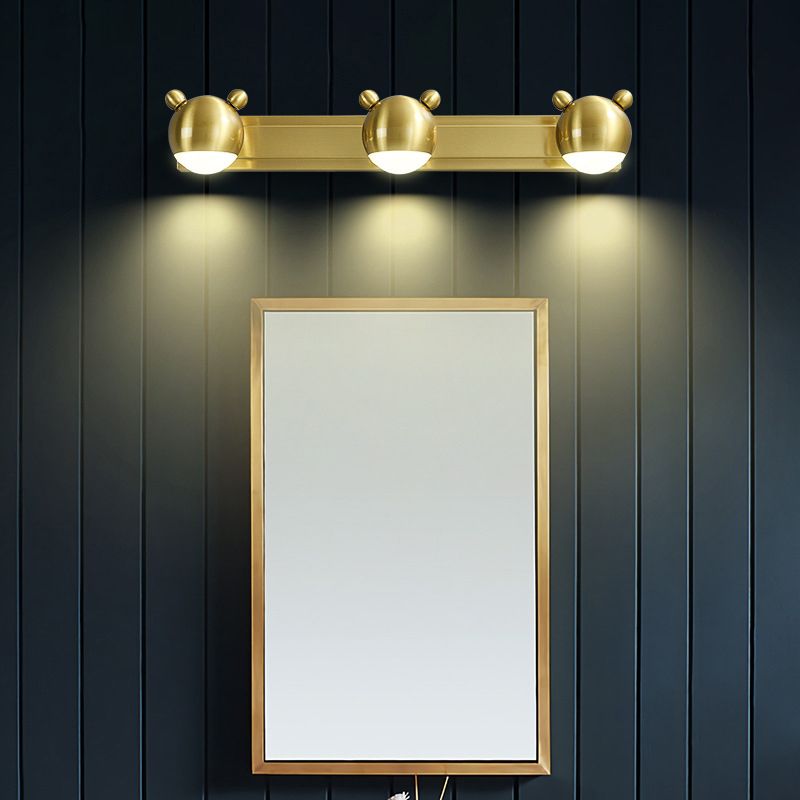 Arisha modern djurformad vägglampa med glob i metall för sminkbord, guld, sovrum