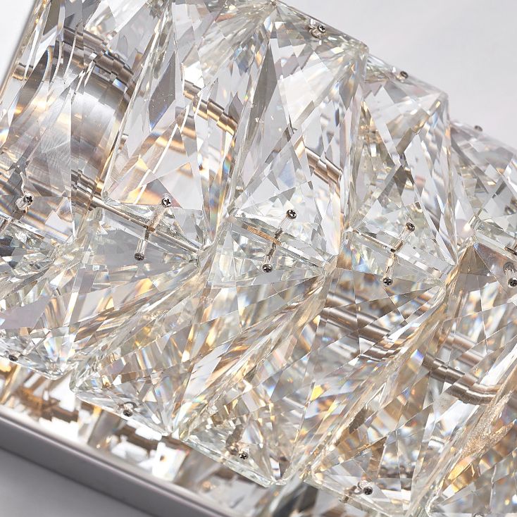 Kristy modern rektangulär LED-vägglampa i metall och kristall för sminkbord