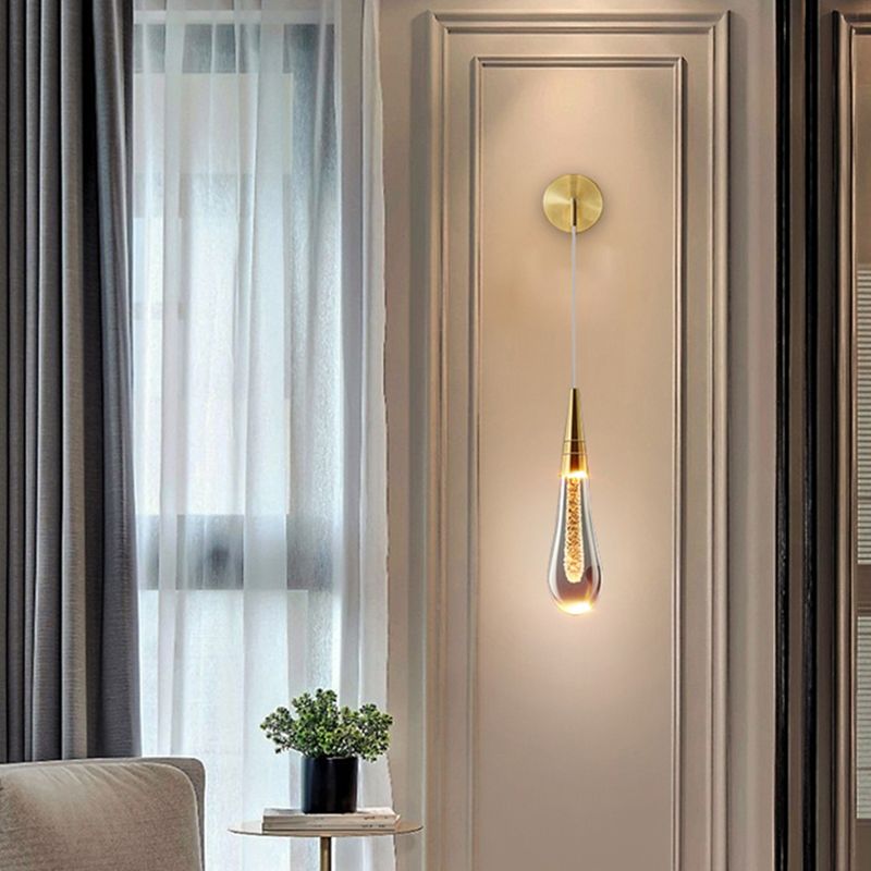 Kristy Modern Water Drop Wall Lamp, Black/Gold
