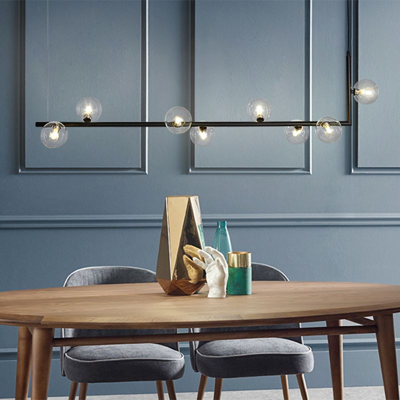 Valentina Minimalist Linear Pendant Light, Black & Gold, 6/8 Heads