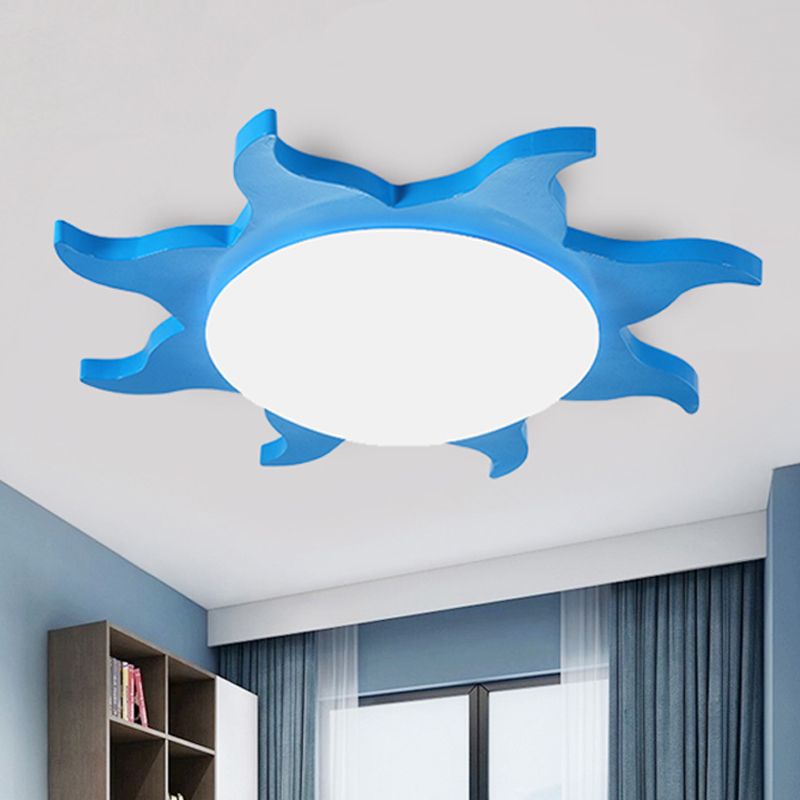 Aria moderne rund sol-flushloftslampe, rød/gul/blå/grøn, soveværelse