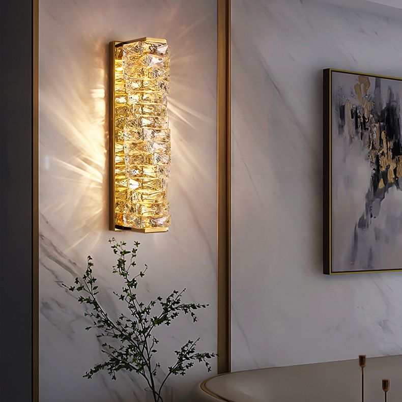 Kristy modern rektangulär LED-vägglampa i metall och kristall för sminkbord