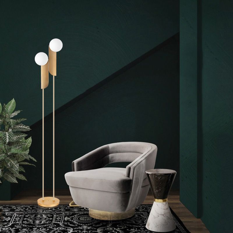 Salgado minimalistisk golvlampa i guld, metall, vardagsrum