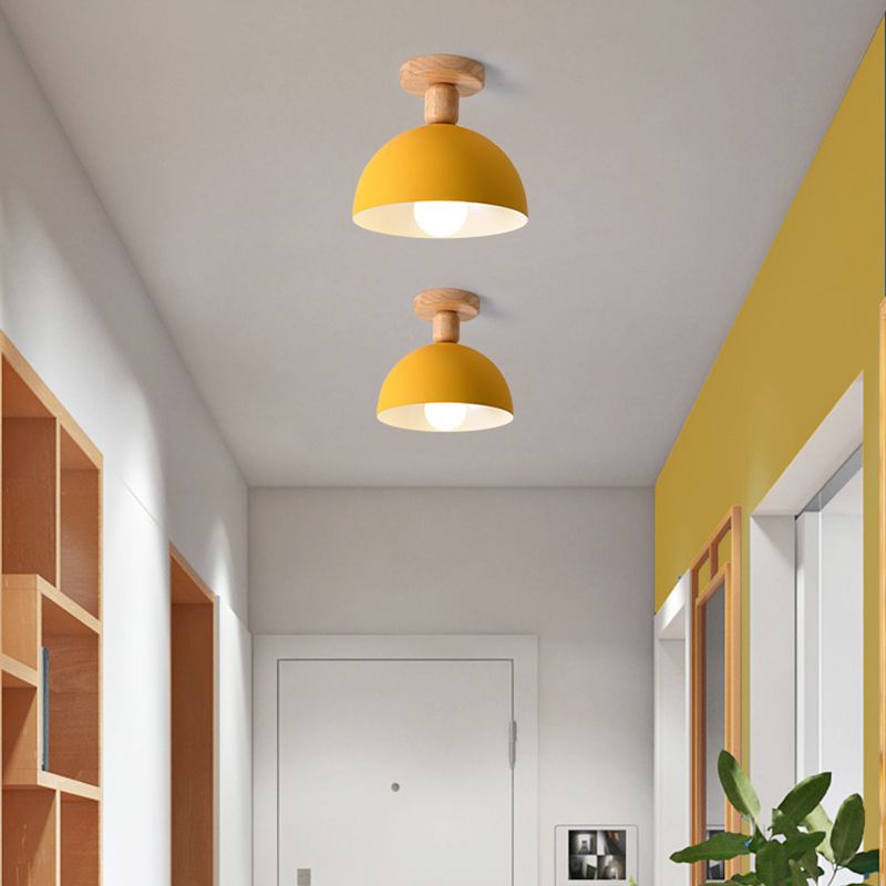 Muto Modern LED Wood Dome Ceiling Light