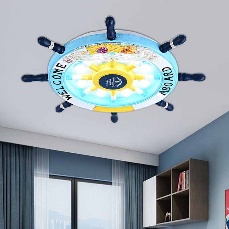 Aria modern skeppsrorsformad infälld taklampa i metall, vit/blå, för barn