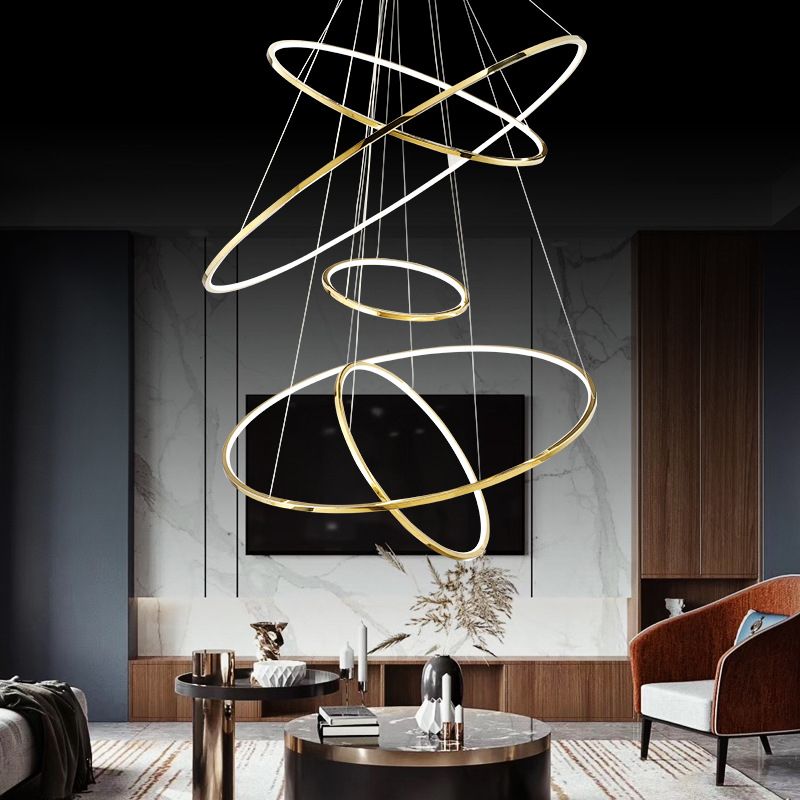 Arisha minimalistisk ringformad taklampa i metall, guld, vardagsrum