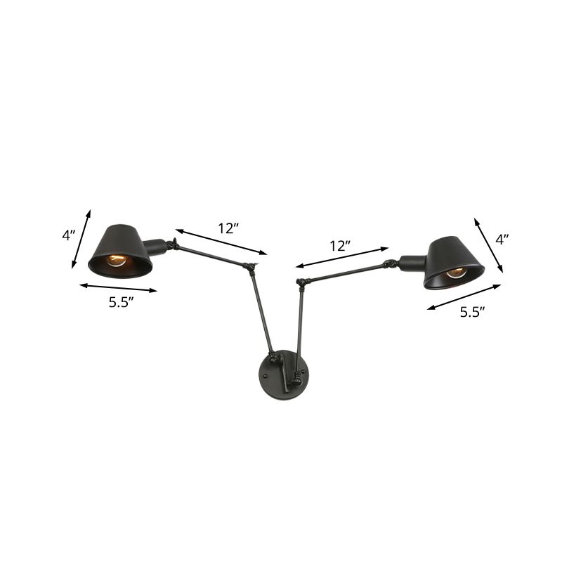 Epoch vintage justerbar vägglampa i metall, svart/rost, sovrum