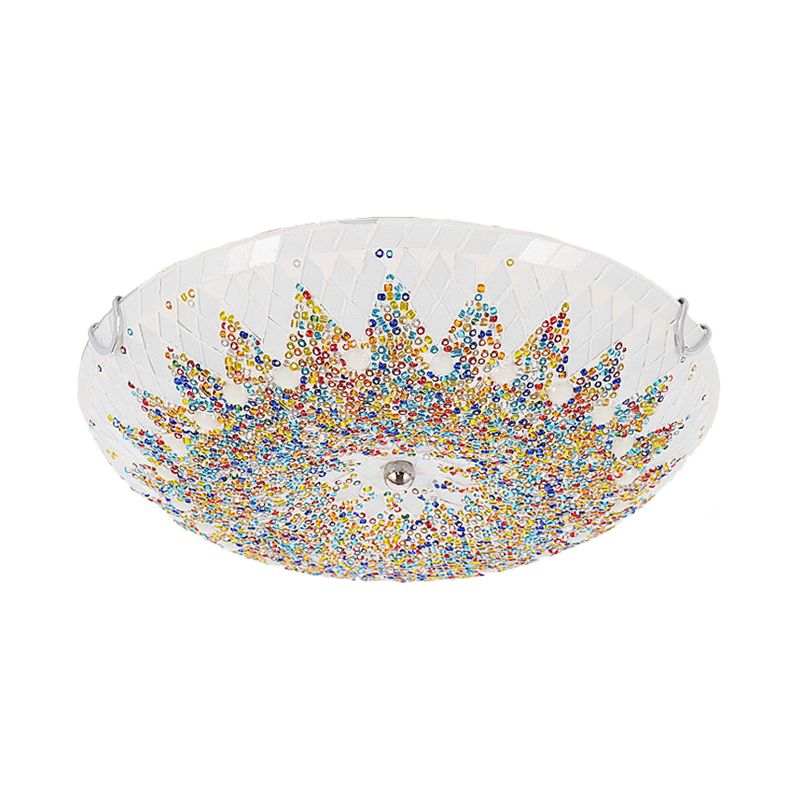 Tiffany moderni välimerentyylinen lasinen kattovalaisin, sininen/keltainen/valkoinen
