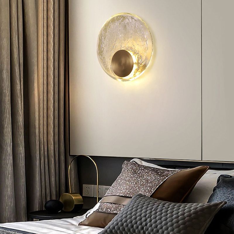 Kristy art deco-væglampe med globus i krystal og metal til soveværelset, guld