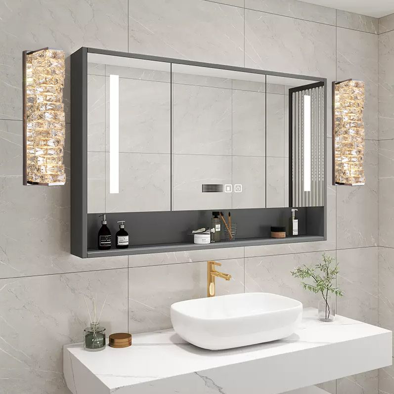 Kristy modern rektangulär LED-vägglampa i metall och kristall för sminkbord