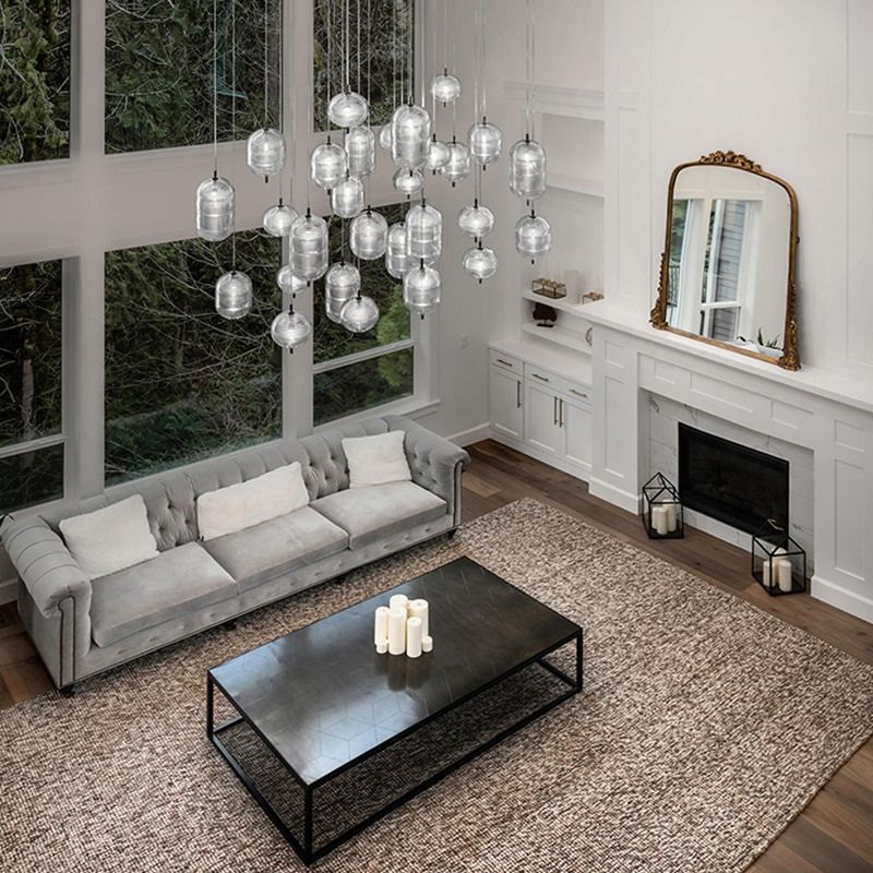 Valentina modern designad art déco-pendellampa, svart/guld
