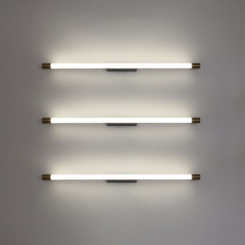 Arisha modern gyllene sminkspegelvägglampa med spegelfront, metall/