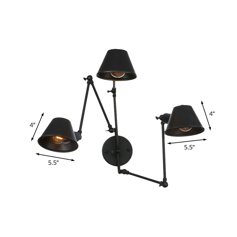 Epoch vintage justerbar vägglampa i metall, svart/rost, sovrum