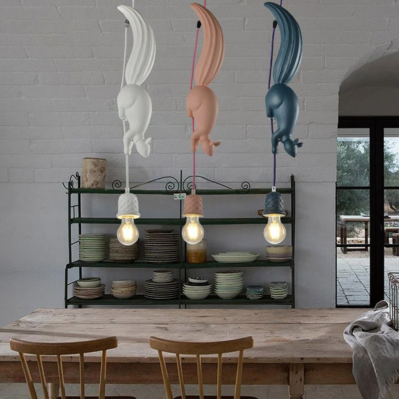 Aria modern pendellampa med ekorre/kotte, harts, för restaurang