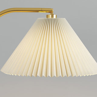 Ozawa Plisserad Golvlampa, Metall/Tyg, Guld-Svart/Guld, Sovrum