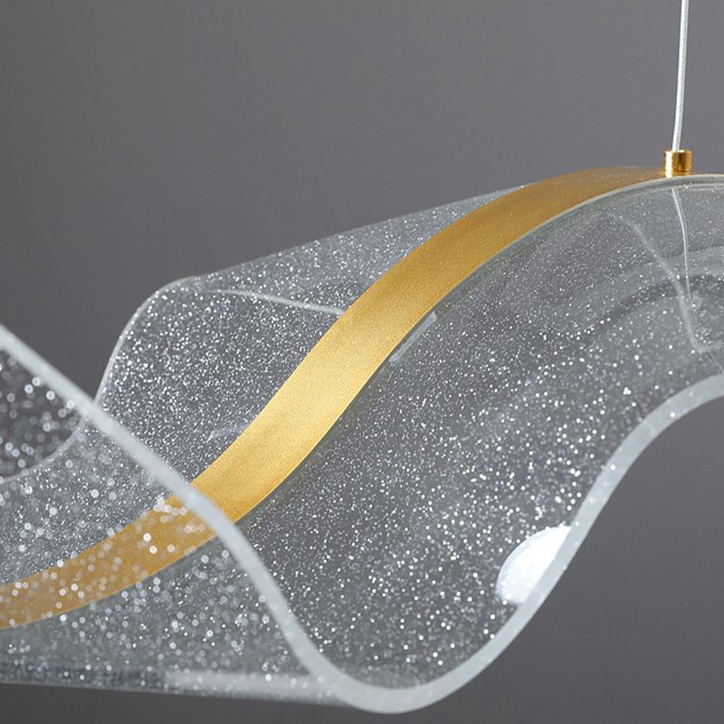 Kristy designer-pendellampe med bølgeform, hvid/guld, spisestue