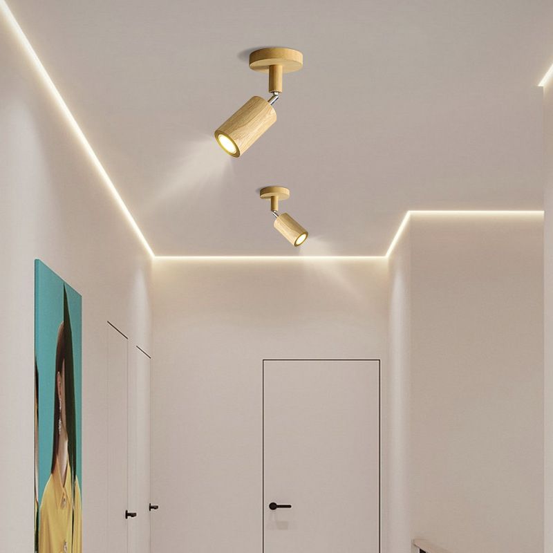 Muto modern justerbar LED-takspotlight i trä