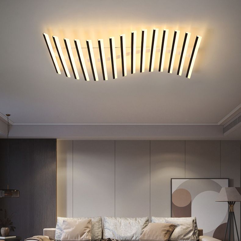 Arisha modern linjär plafondlampa med vågform, svart, vardagsrum