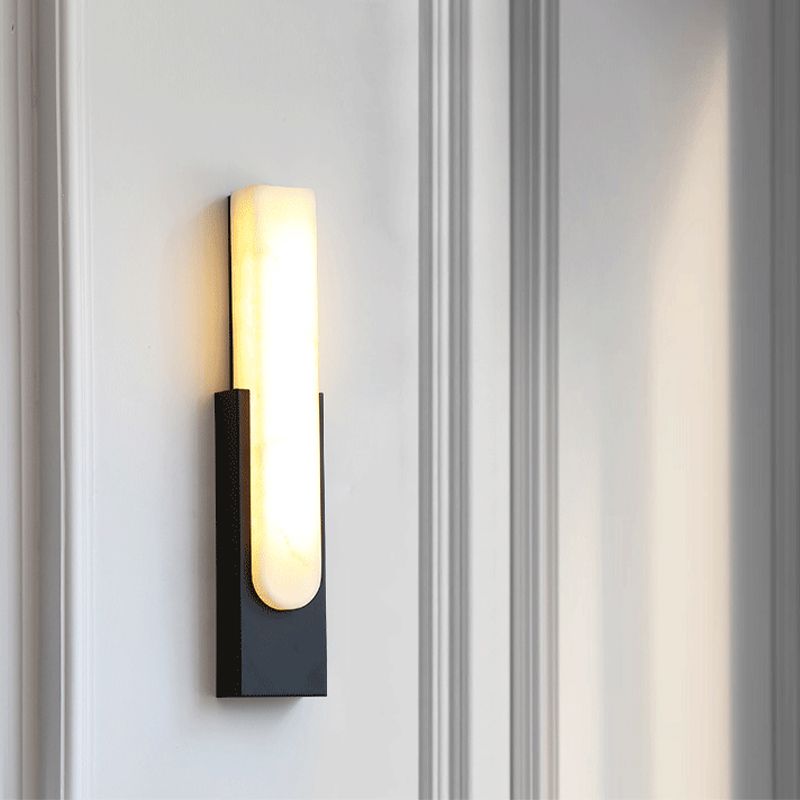 Arisha modern rektangulär vägglampa i sten och metall