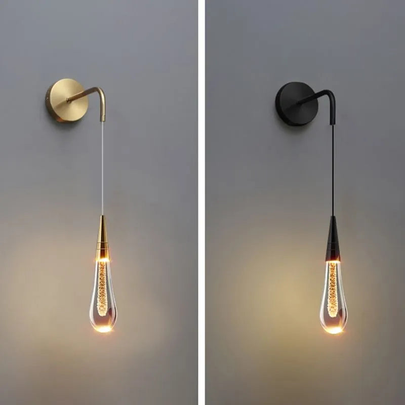 Kristy Modern Water Drop Wall Lamp, Black/Gold