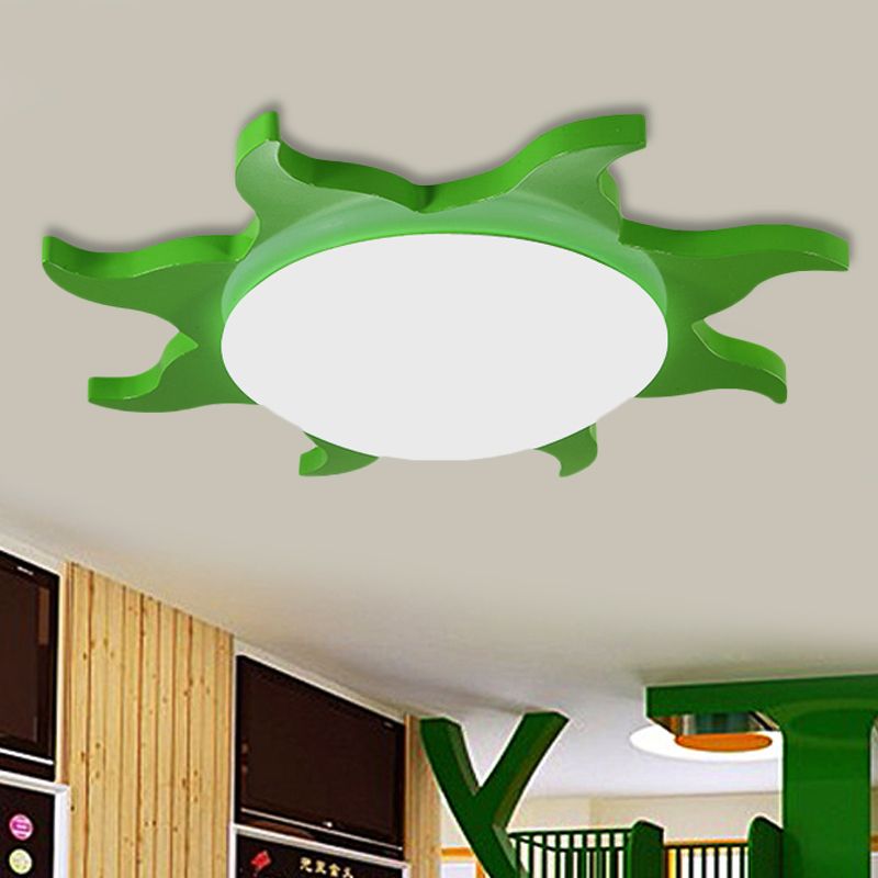 Aria moderne rund sol-flushloftslampe, rød/gul/blå/grøn, soveværelse