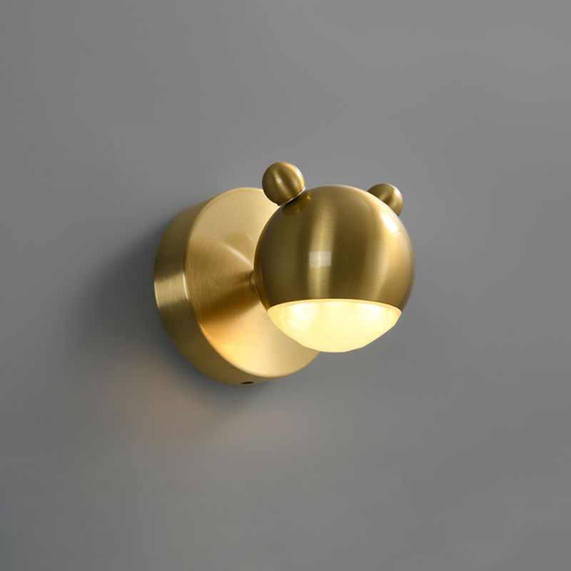 Arisha modern djurformad vägglampa med glob i metall för sminkbord, guld, sovrum