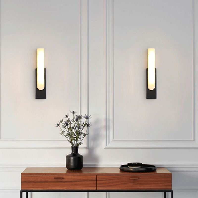 Arisha modern rektangulär vägglampa i sten och metall