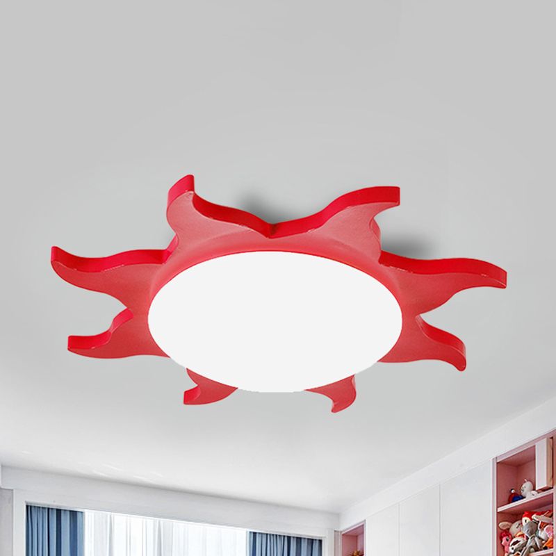 Aria moderne rund sol-flushloftslampe, rød/gul/blå/grøn, soveværelse