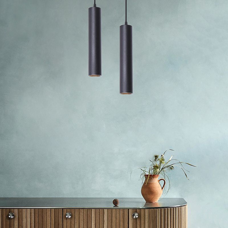 Solira Pendant Light Modern Cylinder Shape Linear Black