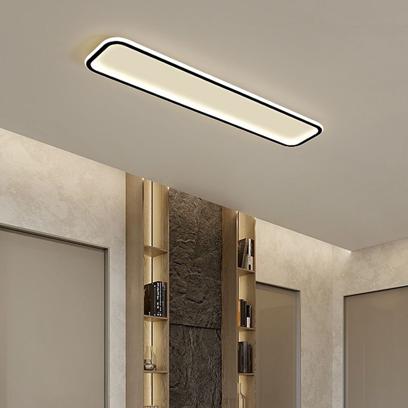 Arisha Minimalist Flush Mount Black Frame Rectangular Ceiling Light