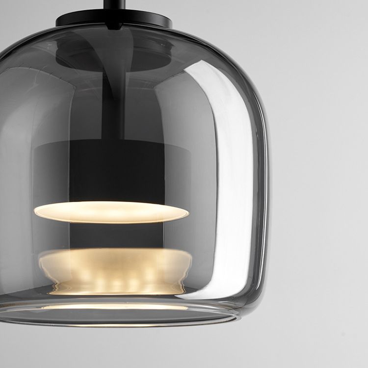 June Minimalist Pendant Light Glass Smoke Gray