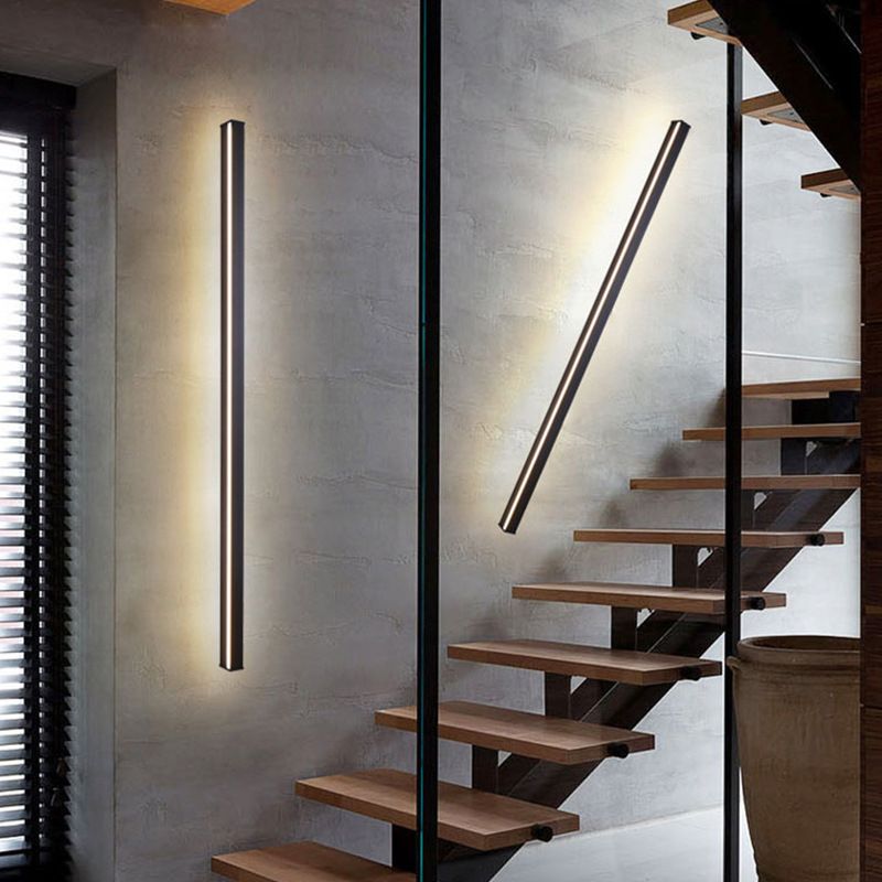 Arisha Minimalist Black Bar Mirror Front Vanity Wall Lamp, Metal/