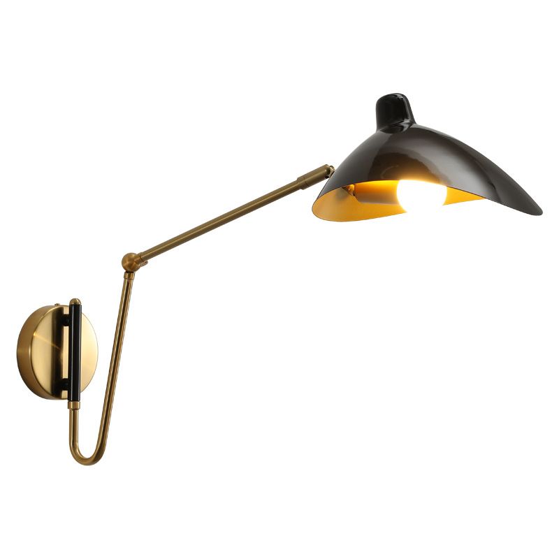 Epoch industriell vägglampa med svängarm, svart/guld