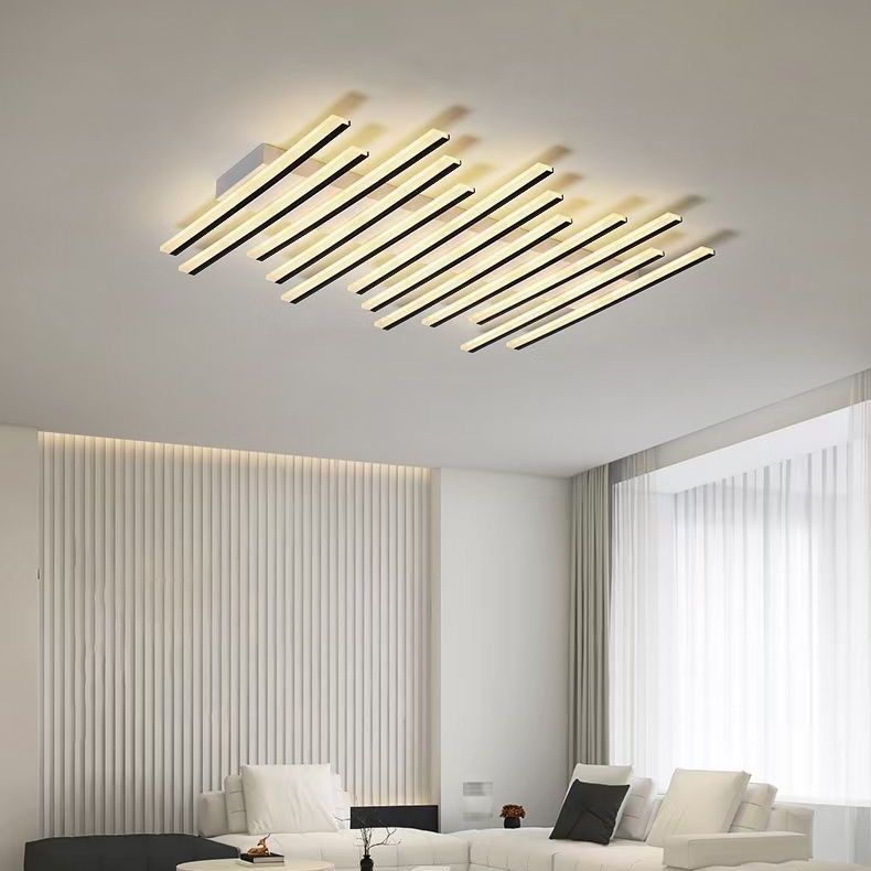 Arisha modern linjär plafondlampa med vågform, svart, vardagsrum