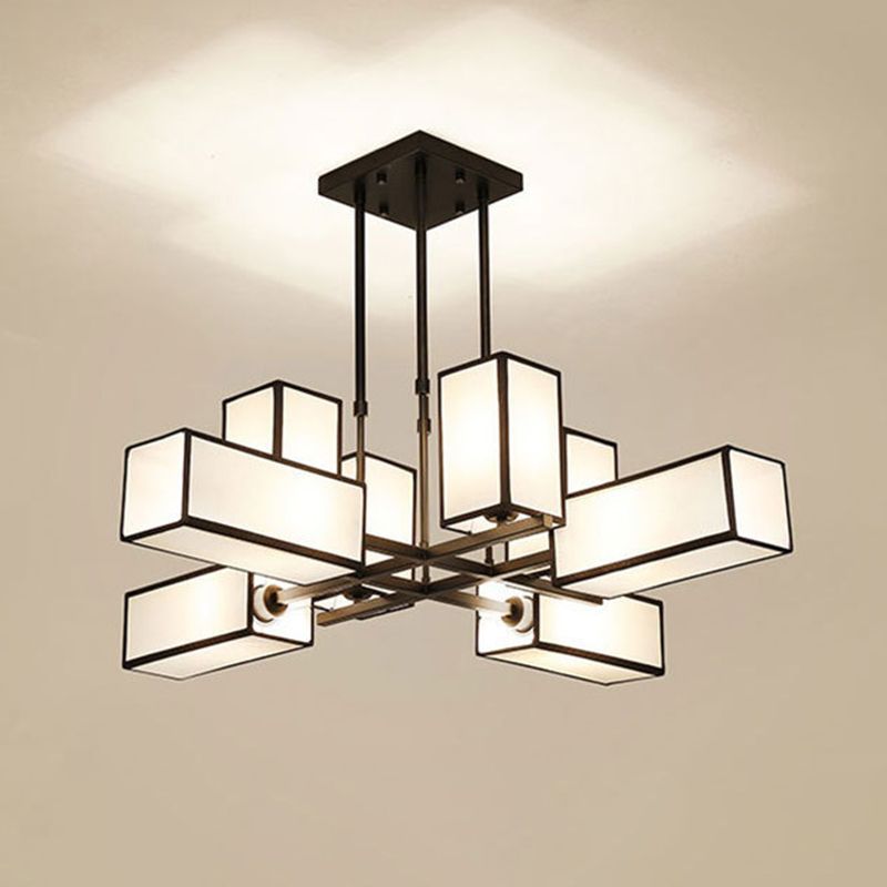 Arisha retro-firkantede pendellampe, metal/tekstil, sort/guld, stue